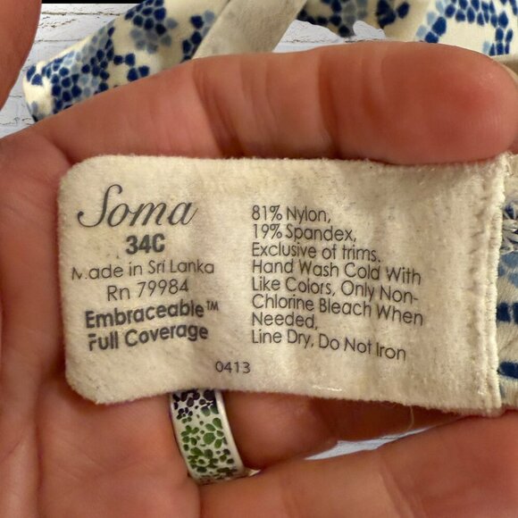 SOMA Embraceable Full Coverage Blue Dot Bra 34C - Picture 5 of 5